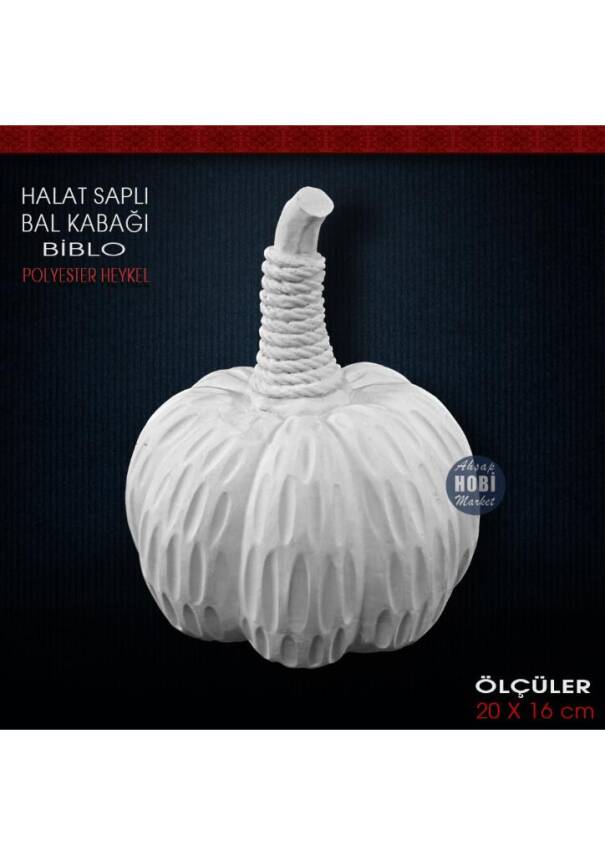 Dekoratif Halat Saplı Bal Kabağı Heykeli (20x16 cm) Ham Polyester - 1