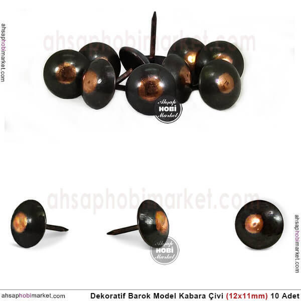 Dekoratif Kabara Çivi Düz Barok Model 10 Adet (12x11 mm) - 1