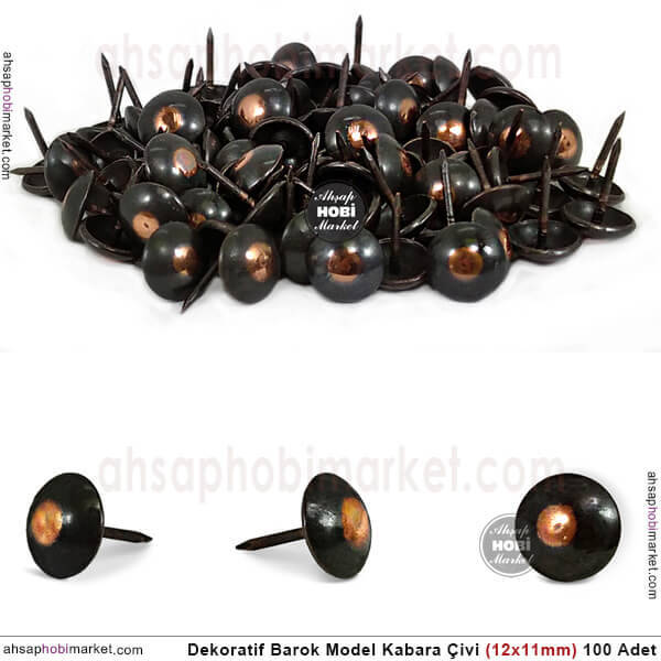 Dekoratif Kabara Çivi Düz Barok Model 100 Adet (12x11mm) - 1