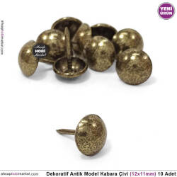 Dekoratif Kabara Çivi Düz Model 10 Adet (12x11 mm) Antik - Tual Hobi Sanat