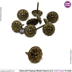 Dekoratif Kabara Çivi Papatya Model 10 Adet (12x11 mm) Antik Altın - Tual Hobi Sanat