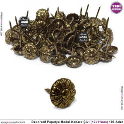 Dekoratif Kabara Çivi Papatya Model 100 Adet (12x11 mm) Antik Altın - Tual Hobi Sanat