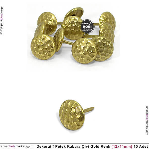 Dekoratif Kabara Çivi Petek Model 10 Adet (12x11 mm) Parlak Gold - 1