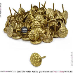 Dekoratif Kabara Çivi Petek Model 100 Adet (12x11 mm) Parlak Gold - Tual Hobi Sanat