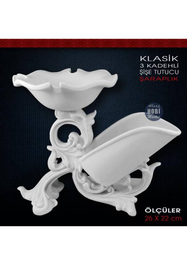 Dekoratif Klasik Şaraplık (26x22 cm) Ham Polyester - 1