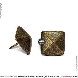 Dekoratif Piramit Kabara Çivi 1 Adet (24x20 mm) Antik Altın - Tual Hobi Sanat