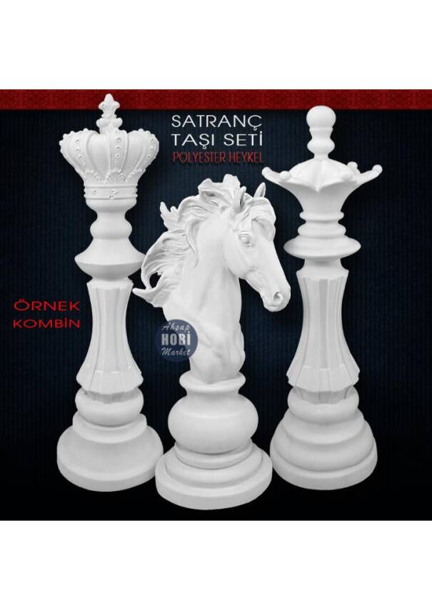 Dekoratif Satranç Taşı Heykel Seti (3 Parça) - 1