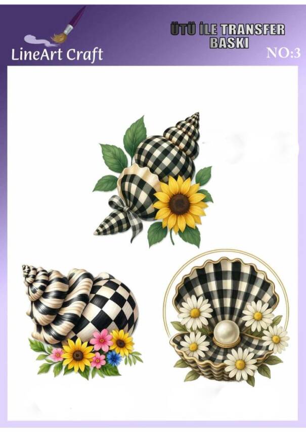 Deniz Kabuğu Desenli Kumaş Transfer Kağıdı LNT-K003 (20x20 cm) - 1