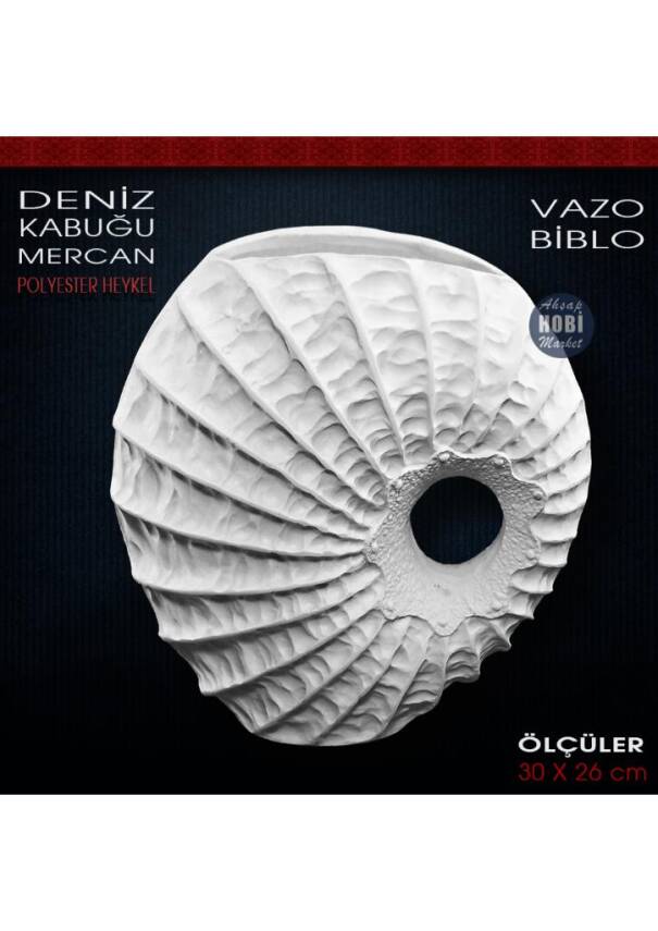 Deniz Kabuğu Mercan Biblo ve Vazo (30x26 cm) Ham Polyester - 2