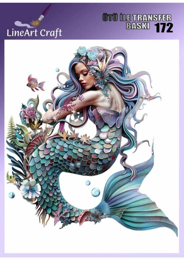 Deniz Kızı Desenli Kumaş Transfer Kağıdı LNT-K172 (20x20 cm) - 1