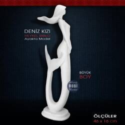 Deniz Kızı Heykeli Ayakta Büyük (46x16 cm) Ham Polyester - Tual Hobi Sanat (1)
