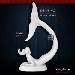 Deniz Kızı Heykeli Uzanan Büyük (32x22 cm) Ham Polyester - Tual Hobi Sanat