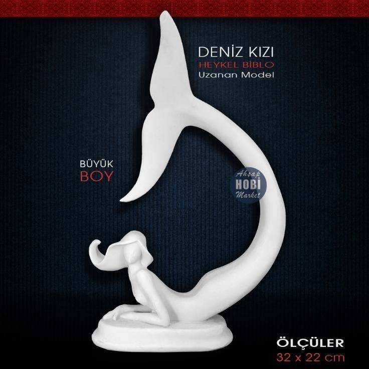 Deniz Kızı Heykeli Uzanan Büyük (32x22 cm) Ham Polyester - 1