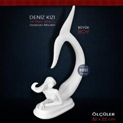 Deniz Kızı Heykeli Uzanan Büyük (32x22 cm) Ham Polyester - Tual Hobi Sanat (1)