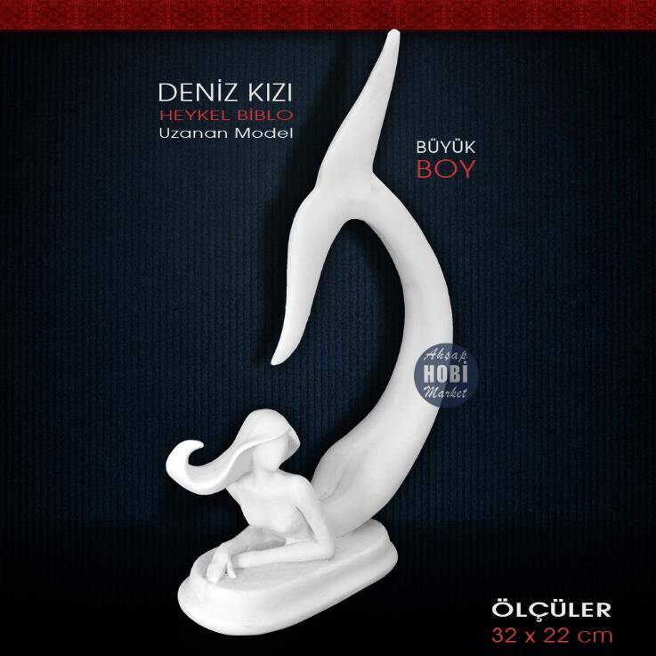 Deniz Kızı Heykeli Uzanan Büyük (32x22 cm) Ham Polyester - 2