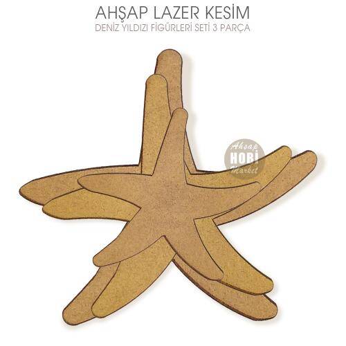 Deniz Yıldızı Figürleri Seti (3 Parça) Ahşap Lazer Kesim - 2