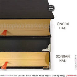 Desenli Albüm Kitap Köşe Koruyucu Küçük (20 Adet) Parlak Gold - 3