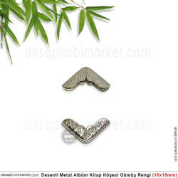 Desenli Albüm Kitap Köşe Koruyucu Küçük (20 Adet) Parlak Gümüş - Tual Hobi Sanat