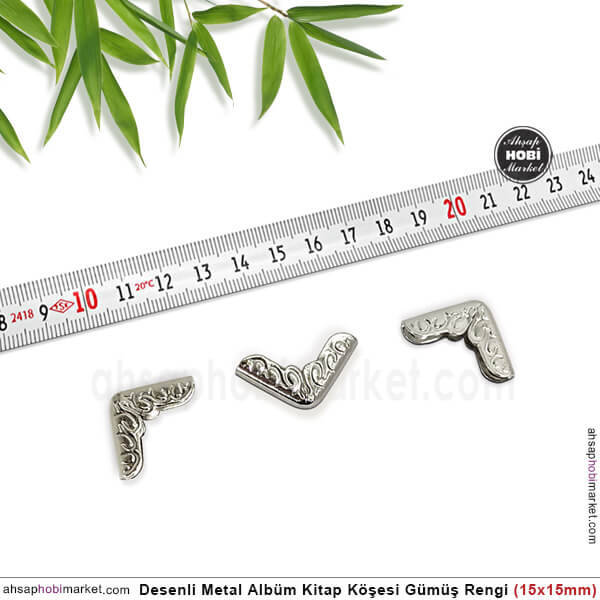 Desenli Albüm Kitap Köşe Koruyucu Küçük (20 Adet) Parlak Gümüş - 3