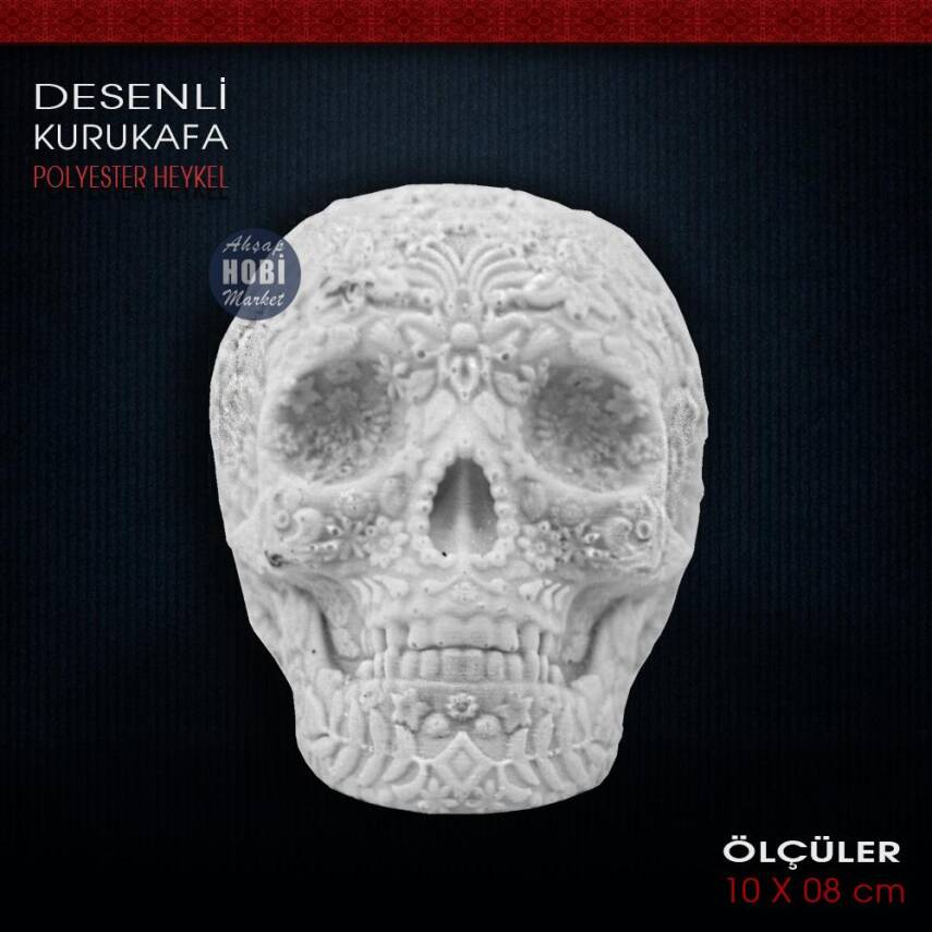Desenli Kurukafa Biblo Heykeli (10x8 cm) Ham Polyester - 1