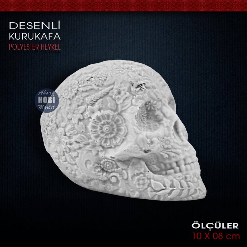 Desenli Kurukafa Biblo Heykeli (10x8 cm) Ham Polyester - 2
