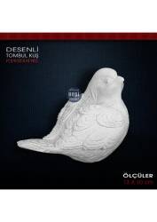 Desenli Tombul Kuş Biblo (13x10 cm) Ham Polyester - Tual Hobi Sanat (1)