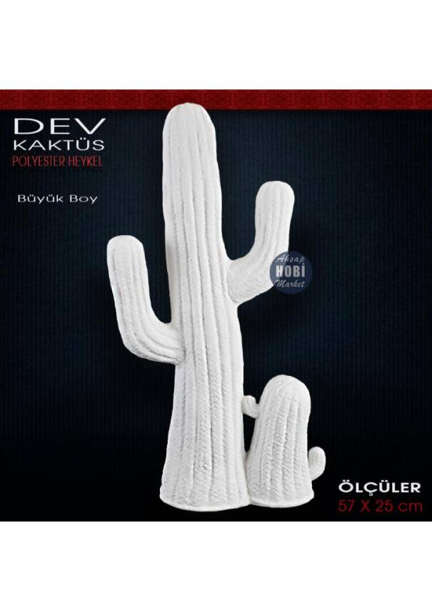 Dev Kaktüs Heykeli (57x25 cm) Ham Polyester - 1