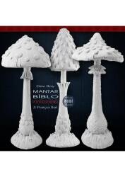 Dev Mantar Biblo Heykel Seti (3 Parça) Ham Polyester - Tual Hobi Sanat