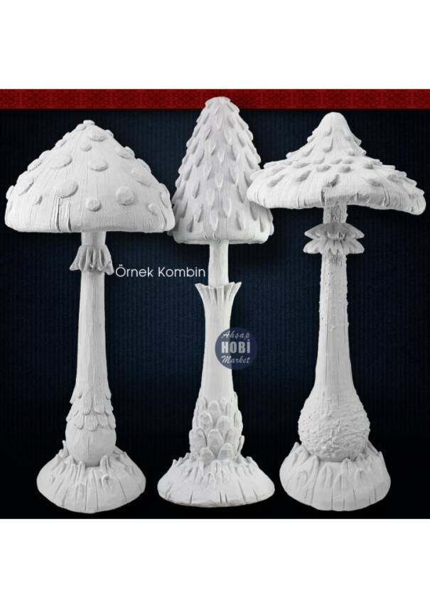 Dev Mantar Biblo Heykel Seti (3 Parça) Ham Polyester - 2