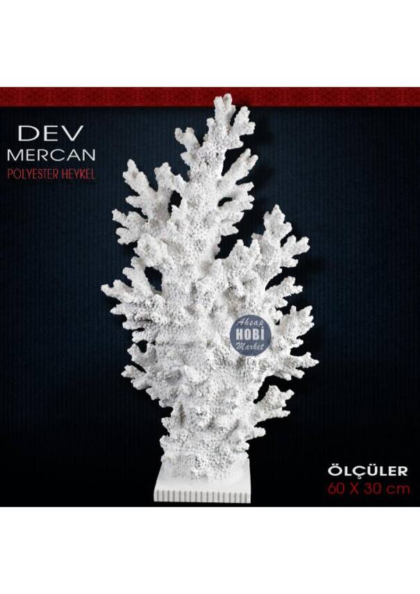 Dev Mercan Heykeli (60x30 cm) Ham Polyester - 1