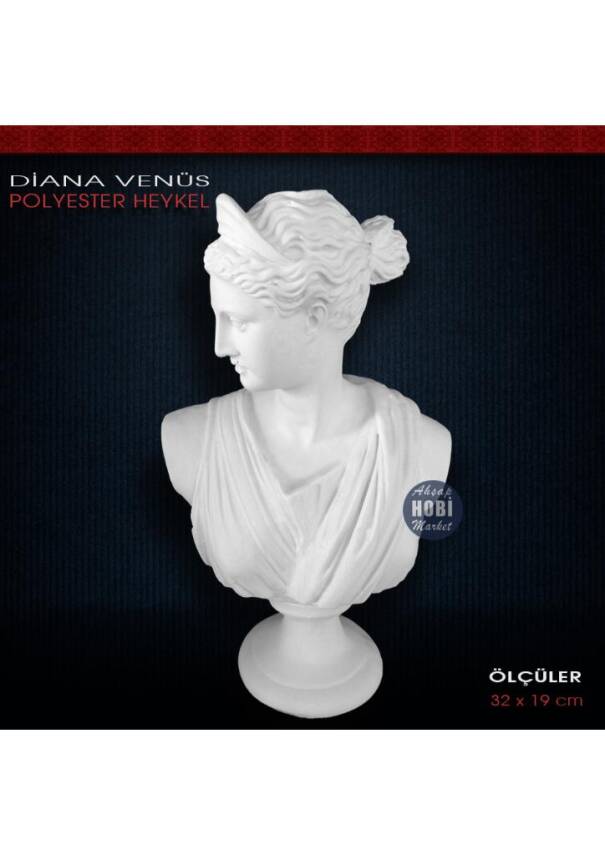 Diana Venüs Antik Kadın Heykeli (32x19 cm) Ham Polyester - 2