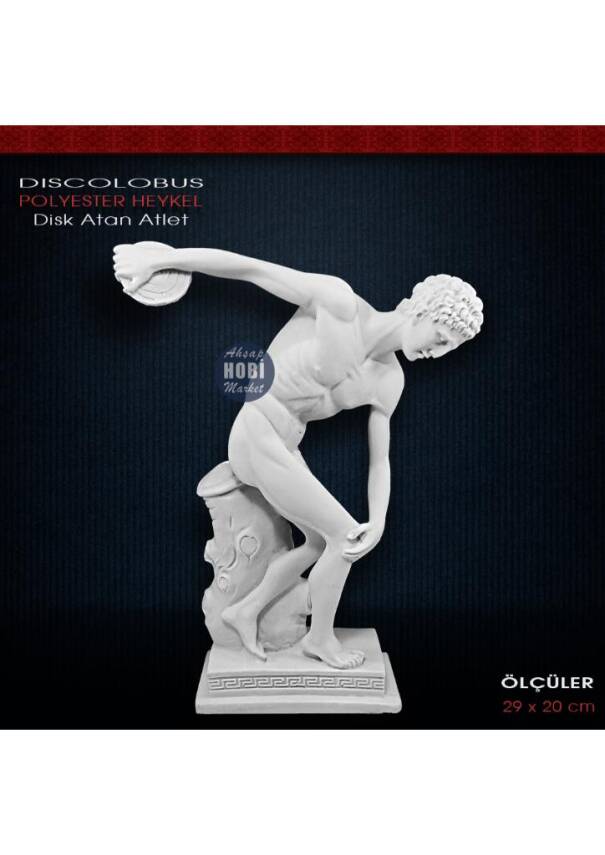 Disk Atan Atlet Discolobus Heykeli (29x20cm) Ham Polyester - 1