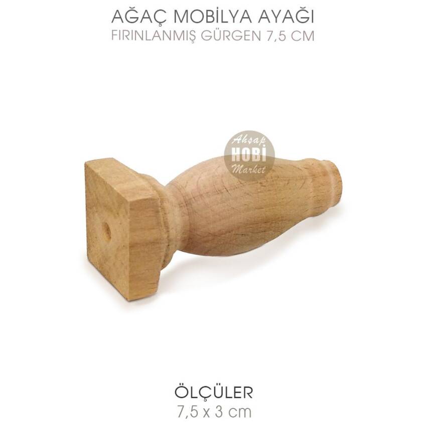 Doğal Ağaç Torna Mobilya Sandık Ayağı (7,5x3 cm) - 2