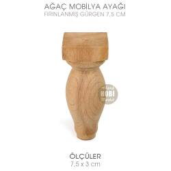 Doğal Ağaç Torna Mobilya Sandık Ayağı (7,5x3 cm) - Tual Hobi Craft İst
