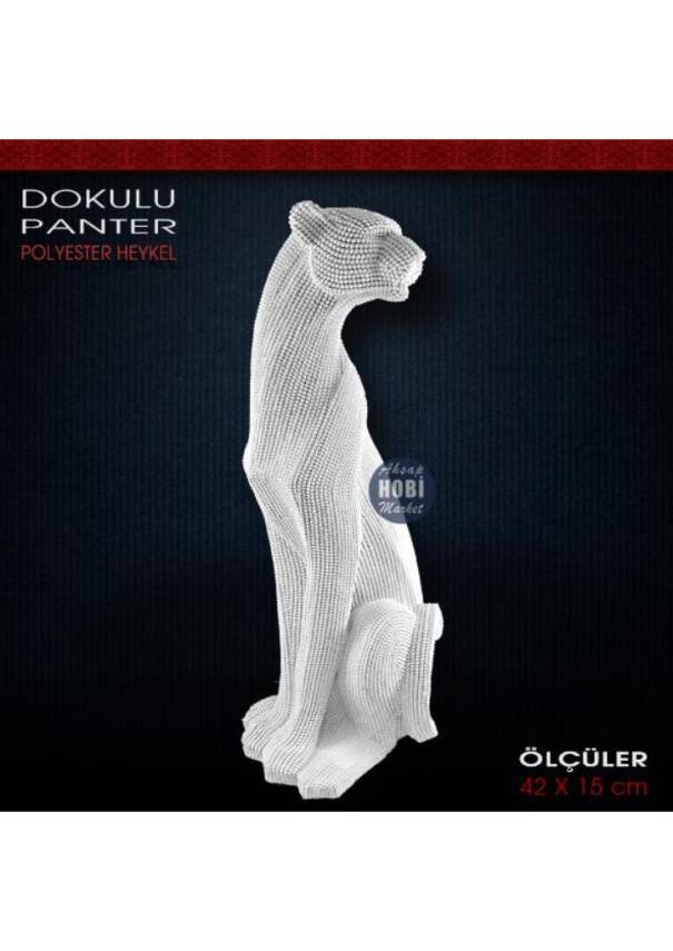 Dokulu Panter Heykeli (42x15 cm) Ham Polyester - 1