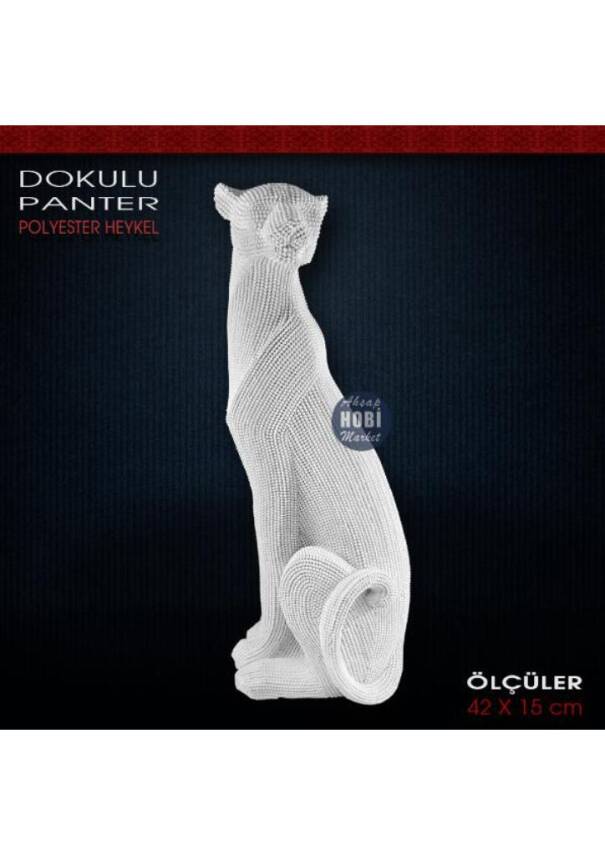 Dokulu Panter Heykeli (42x15 cm) Ham Polyester - 2