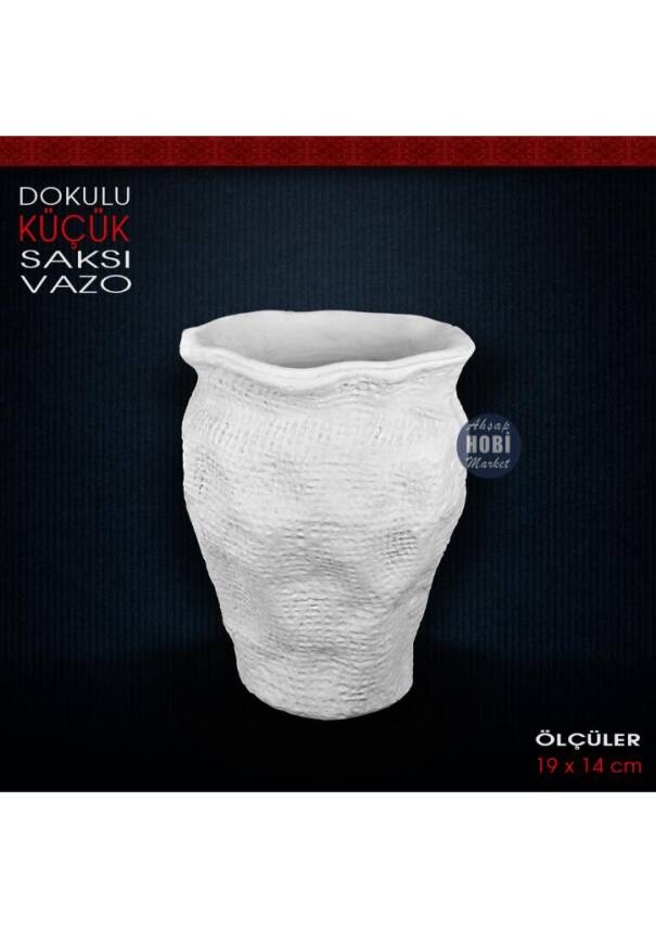 Dokulu Saksı Vazo Küçük (19x14 cm) Ham Polyester - 1