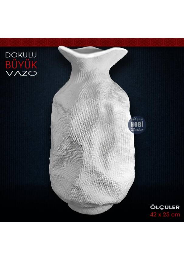Dokulu Vazo Büyük (42x25 cm) Ham Polyester - 1