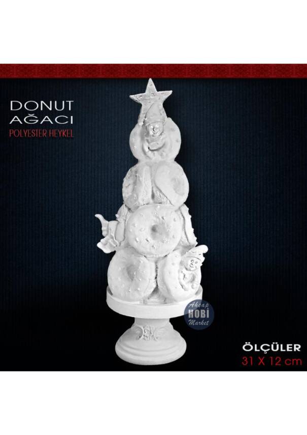 Donut Ağacı Biblo Heykeli (31x12 cm) Ham Polyester - 1
