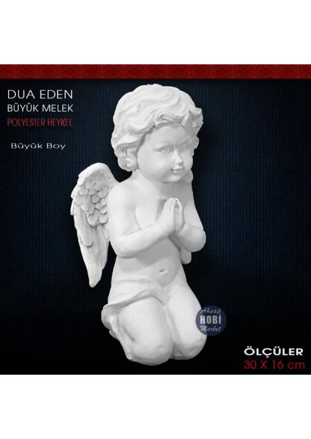 Dua Eden Büyük Melek Heykeli (30x16 cm) Ham Polyester - 1