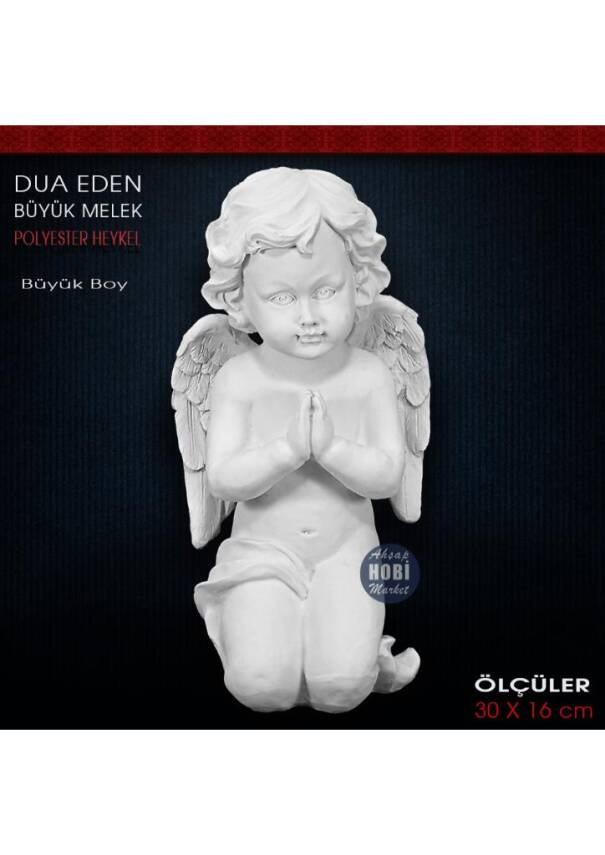 Dua Eden Büyük Melek Heykeli (30x16 cm) Ham Polyester - 2