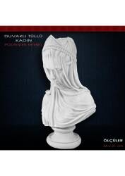 Duvaklı Tüllü Kadın Heykeli (36x21cm) Ham Polyester - Tual Hobi Sanat