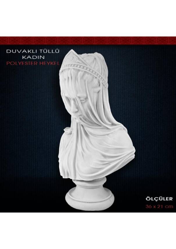 Duvaklı Tüllü Kadın Heykeli (36x21cm) Ham Polyester - 1