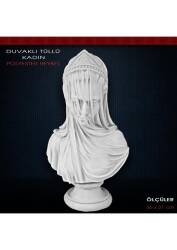 Duvaklı Tüllü Kadın Heykeli (36x21cm) Ham Polyester - Tual Hobi Sanat (1)