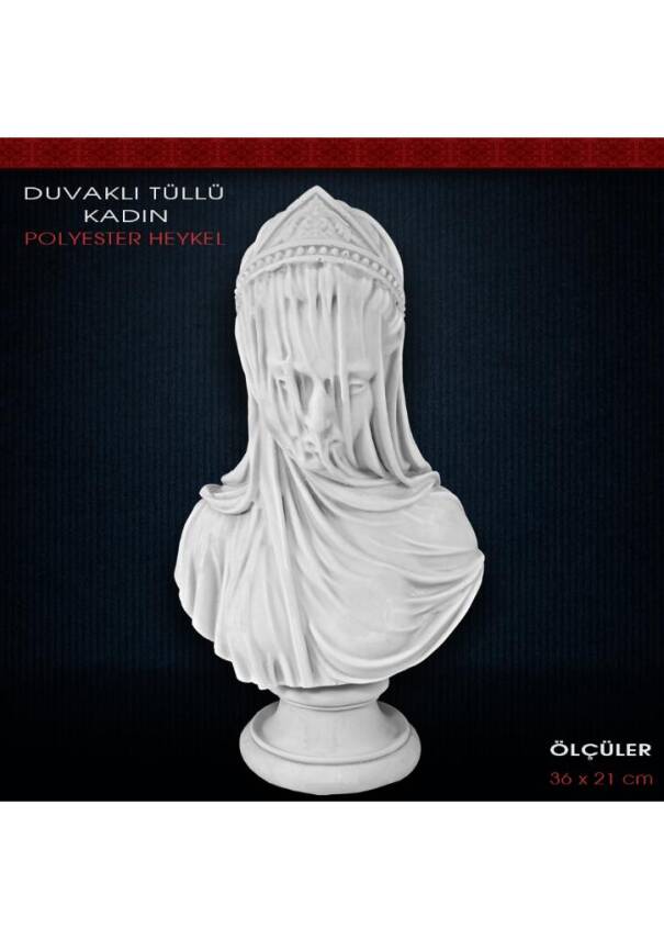 Duvaklı Tüllü Kadın Heykeli (36x21cm) Ham Polyester - 2