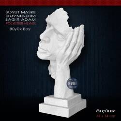 Duymadım Adam Maske Heykeli Büyük (32x14cm) Ham Polyester - Tual Hobi Sanat (1)
