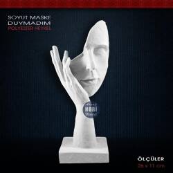 Duymadım Tekli Maske Heykeli (26x11 cm) Ham Polyester - Tual Hobi Sanat