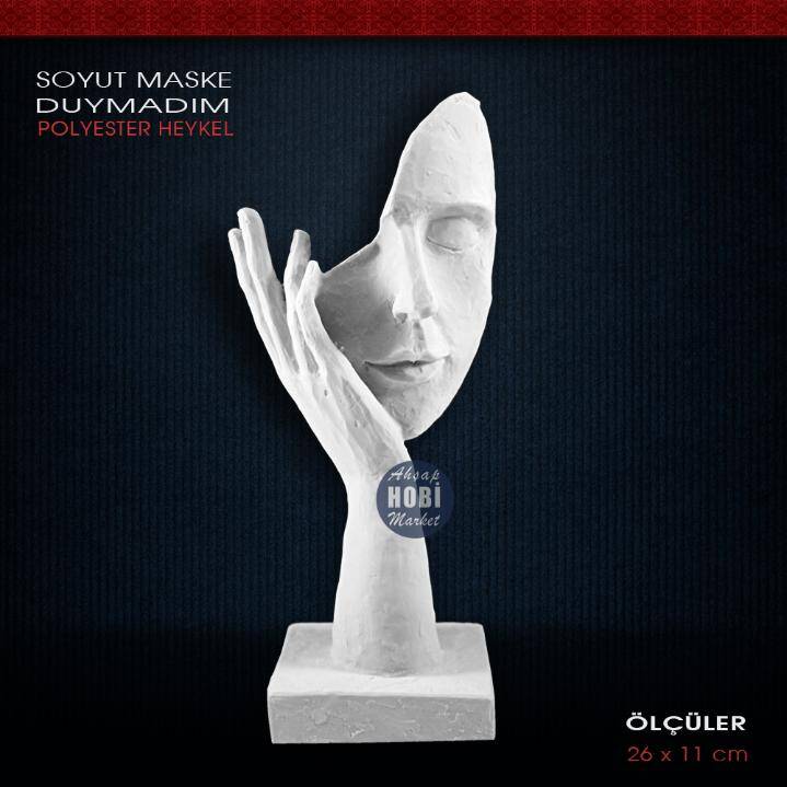 Duymadım Tekli Maske Heykeli (26x11 cm) Ham Polyester - 1