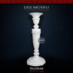 Düz Motifli Şamdan Mumluk (27x11cm) Ham Polyester - Tual Hobi Sanat