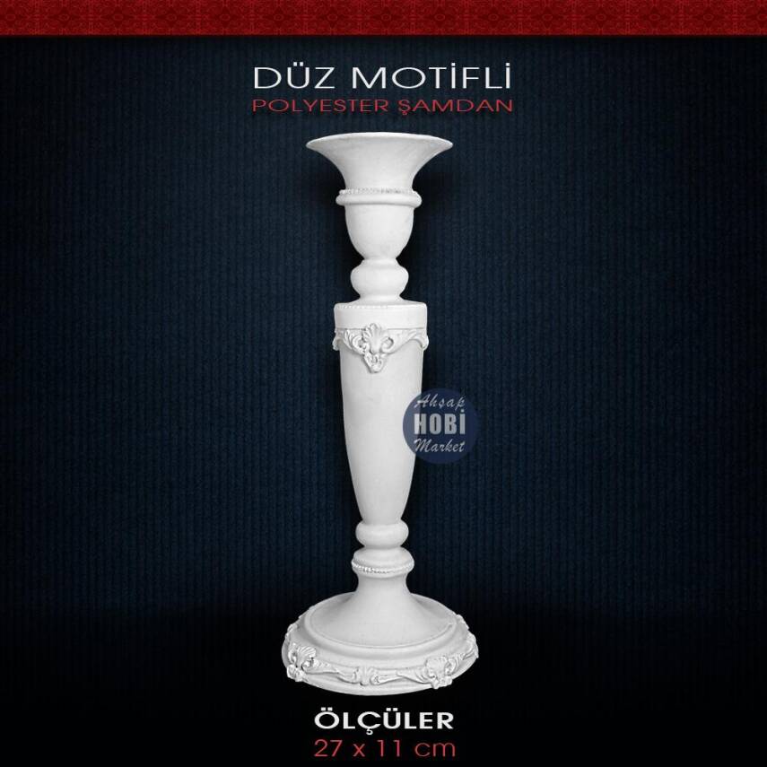Düz Motifli Şamdan Mumluk (27x11cm) Ham Polyester - 1